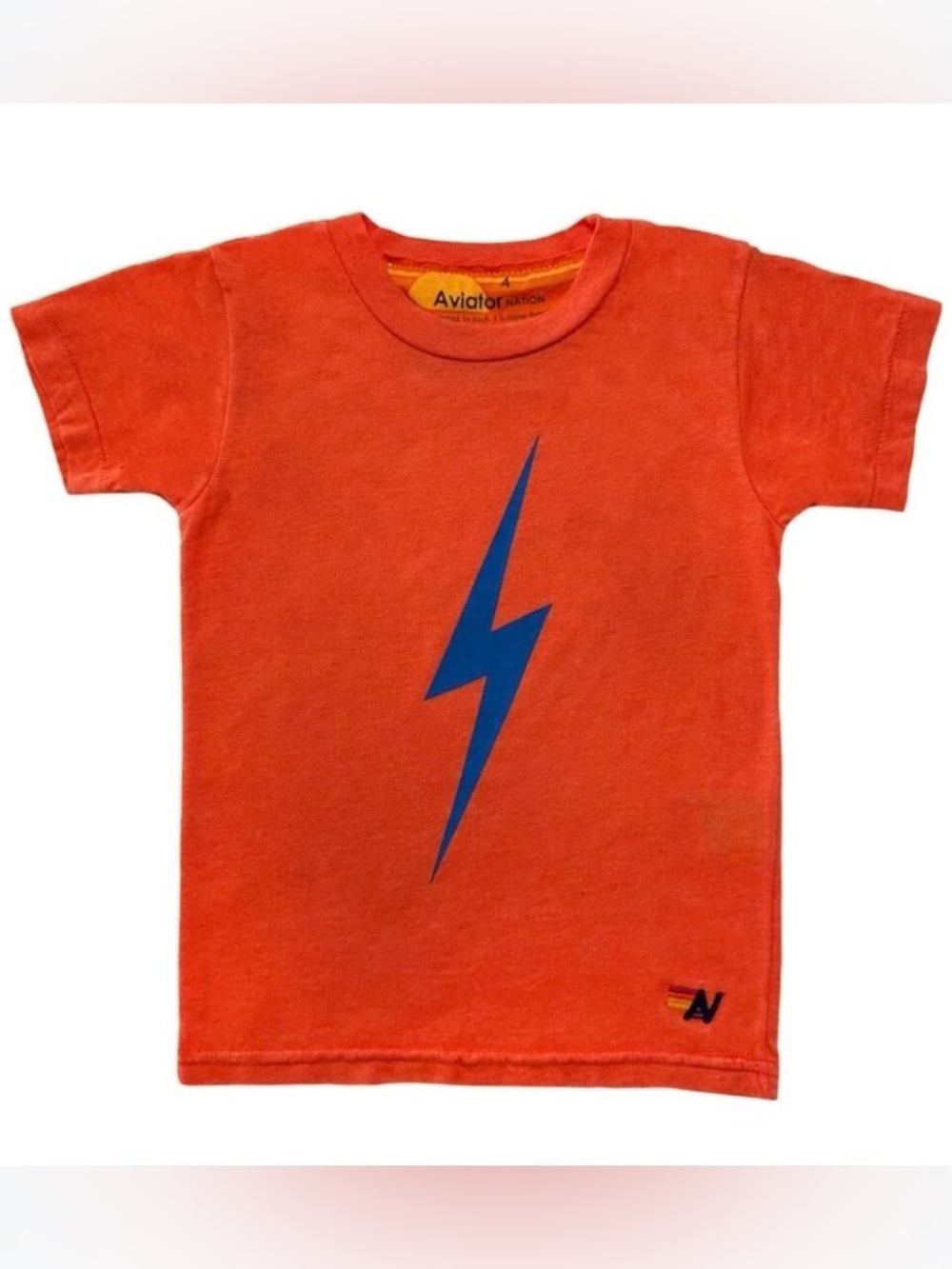 Aviator Nation Kids Bolt Vintage-Inspired Tee Shirt, Red/Orange/Blue, Sz 14
